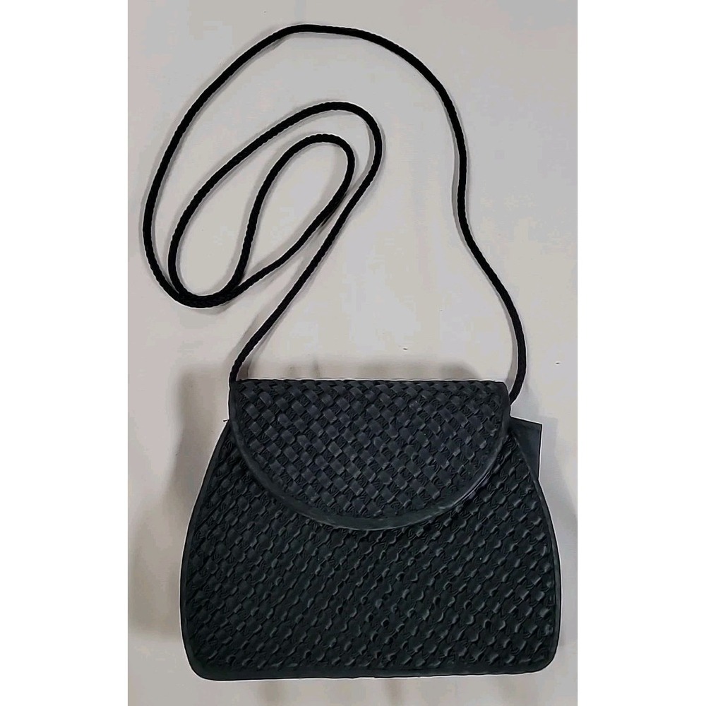 Bechamel Basketweave Black Purse Handbag Shoulder Crossbody Bag Small